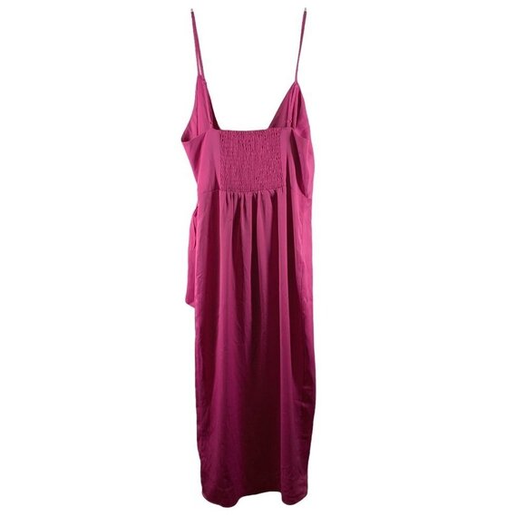 NWT Urban Outfitters Pink Silky QUINN Strappy Wrap Dress Size Small - Picture 8 of 9